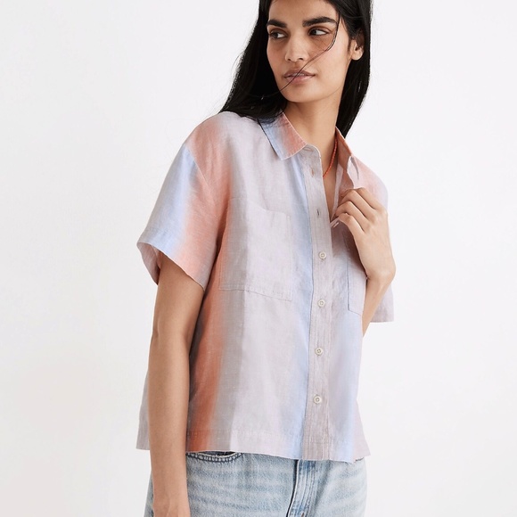 Madewell Tops - Madewell Linen Beachside Shirt in Ombré Stripe. XS